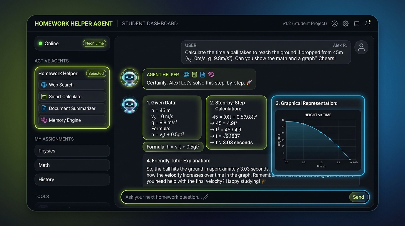 Homework Helper Agent student interface